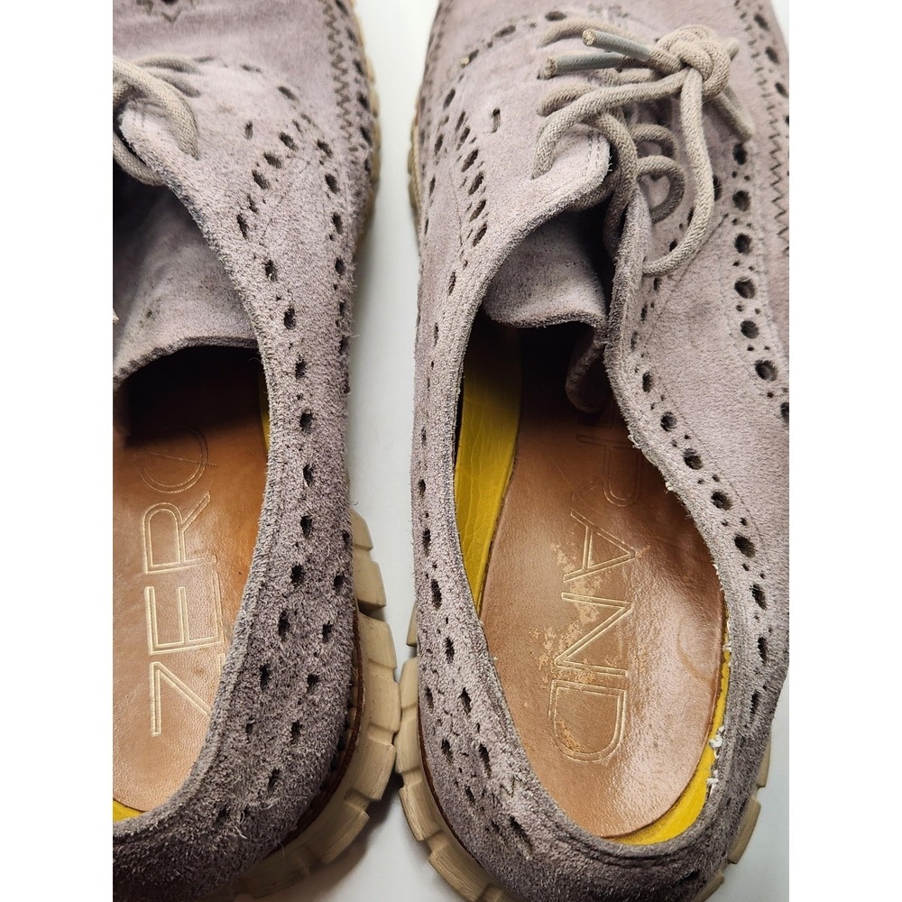 Cole Haan Shoes Mens Size 9 Purple Suede Wingtip Oxford Brogue Zerogrand Dress - Picture 6 of 9